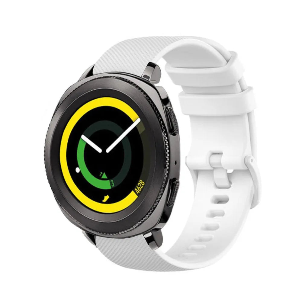 Premium Silicone Strap, white, on a watch, 3/4 front view