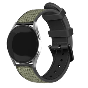 Nylon Hybrid Strap, green, on a watch, 3/4 front view