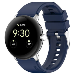 Silicone Strap, dark blue, on a watch, 3/4 front view