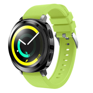 Twill Silicone Strap, light green, on a watch, 3/4 front view