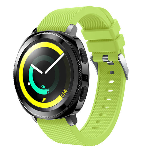 Twill Silicone Strap, light green, on a watch, 3/4 front view