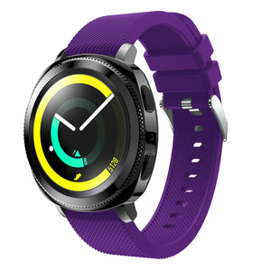 Twill Silicone Strap, purple, on a watch, 3/4 front view