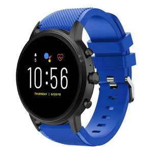 Twill Silicone Strap, blue, on a watch, 3/4 front view