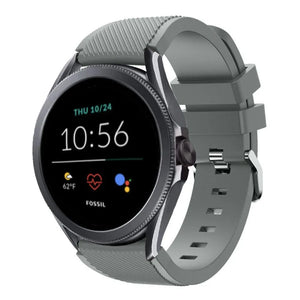 Twill Silicone Strap, grey, on a watch, 3/4 front view