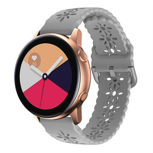 Patterned Silicone Strap, grey, on a watch, 3/4 front view