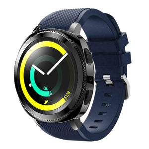Twill Silicone Strap, dark blue, on a watch, 3/4 front view