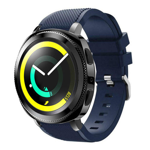 Twill Silicone Strap, dark blue, on a watch, 3/4 front view