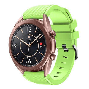 Twill Silicone Strap, light green, on a watch, 3/4 front view