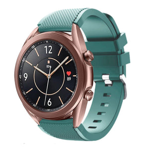 Twill Silicone Strap, viridian, on a watch, 3/4 front view