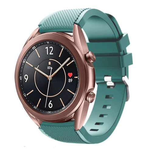 Twill Silicone Strap, viridian, on a watch, 3/4 front view