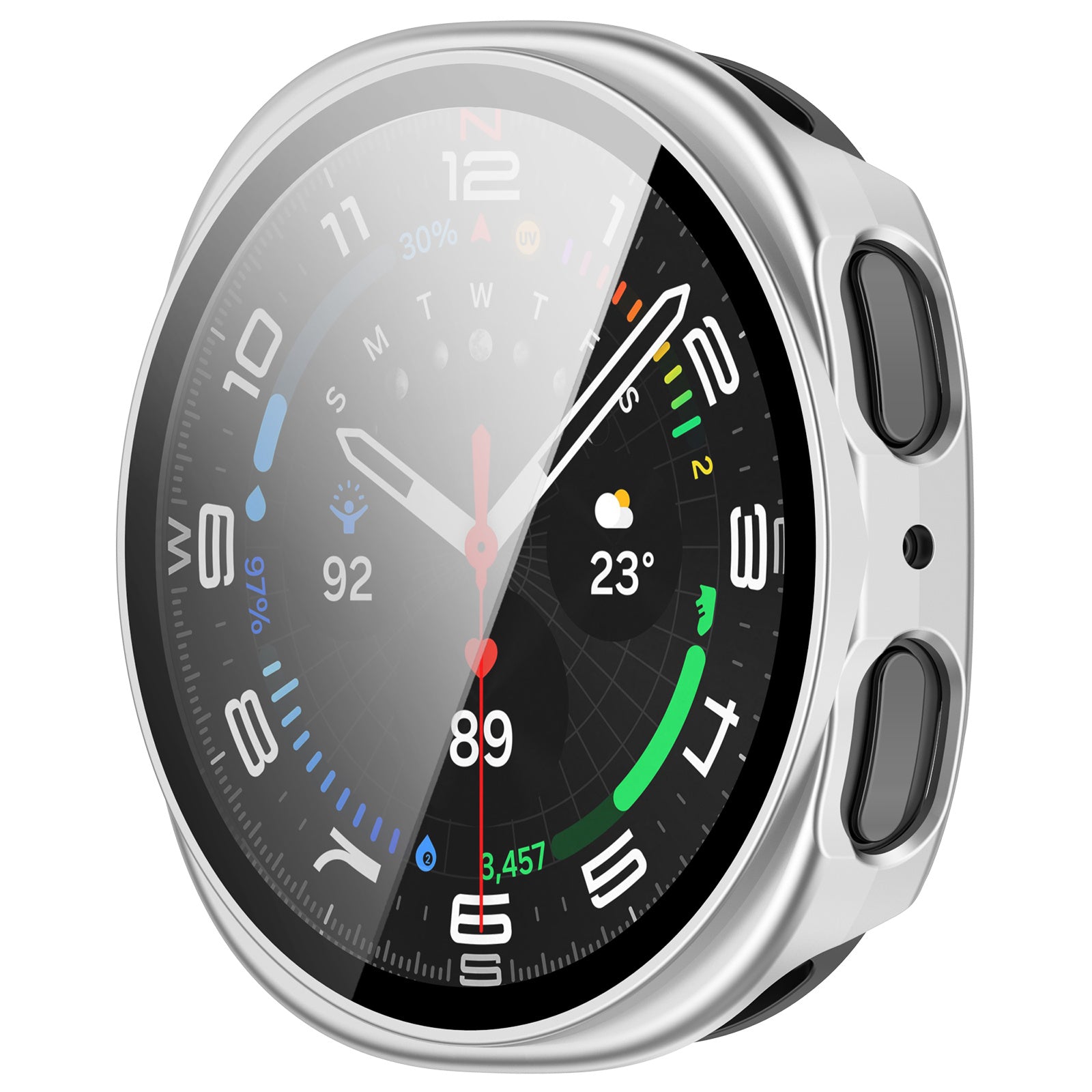 Samsung Galaxy Watch 8 - 40mm hard case met glas (zilver)