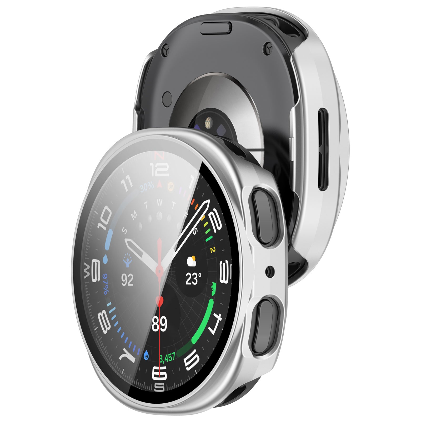 Samsung Galaxy Watch 8 - 40mm hard case met glas (zilver)