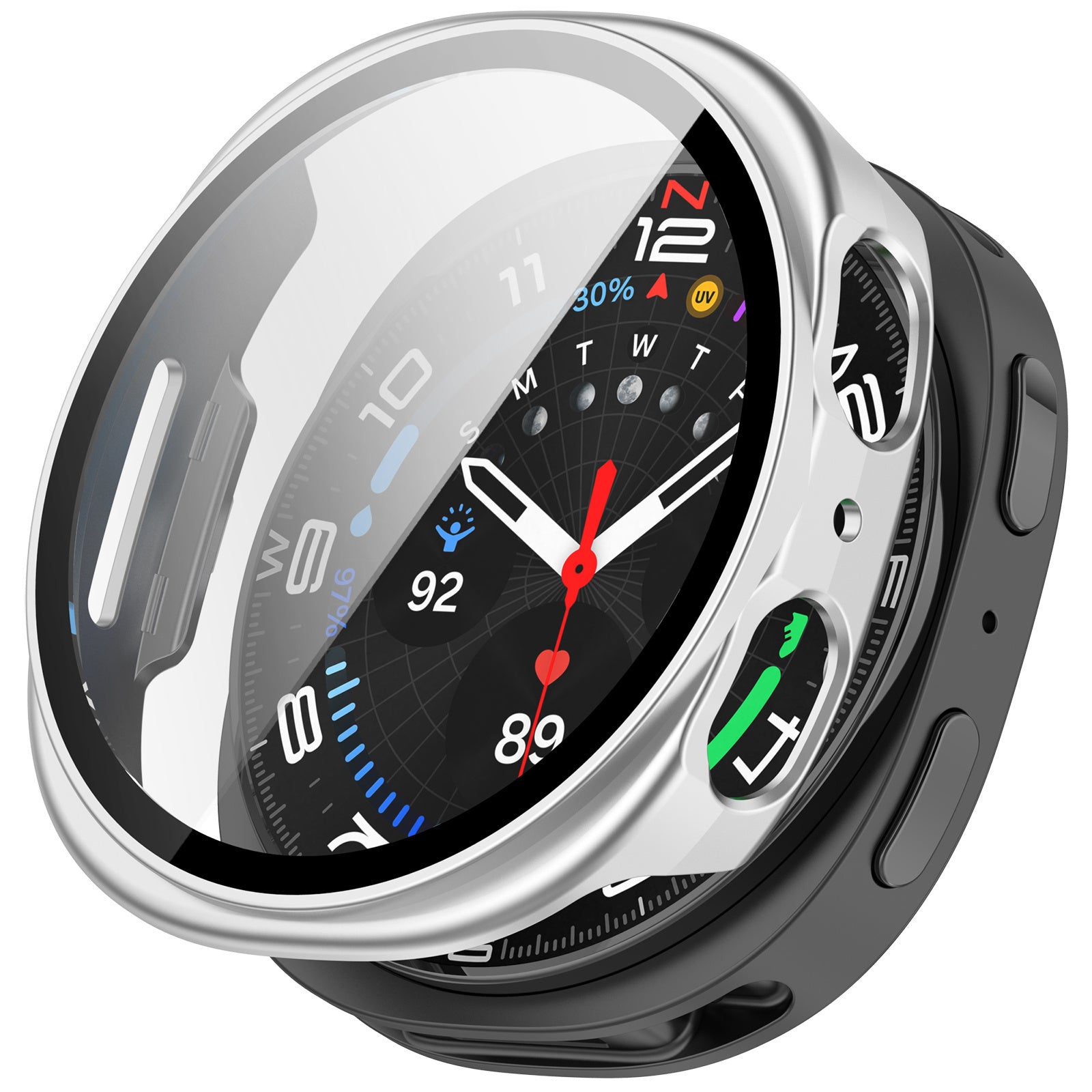 Samsung Galaxy Watch 8 - 40mm hard case met glas (zilver)