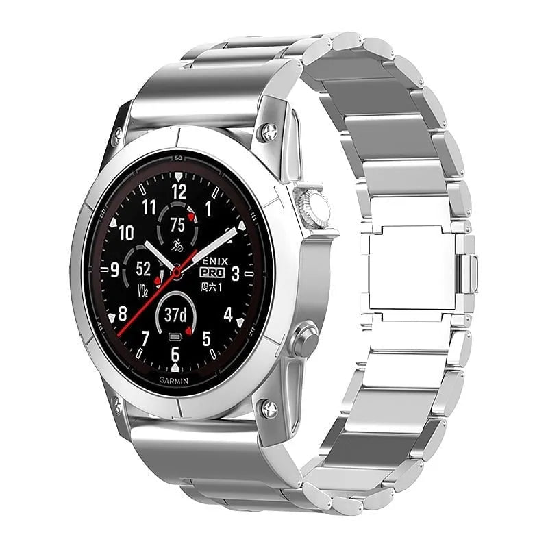 Magnetic Titanium Strap, on a watch, 3/4 front view
