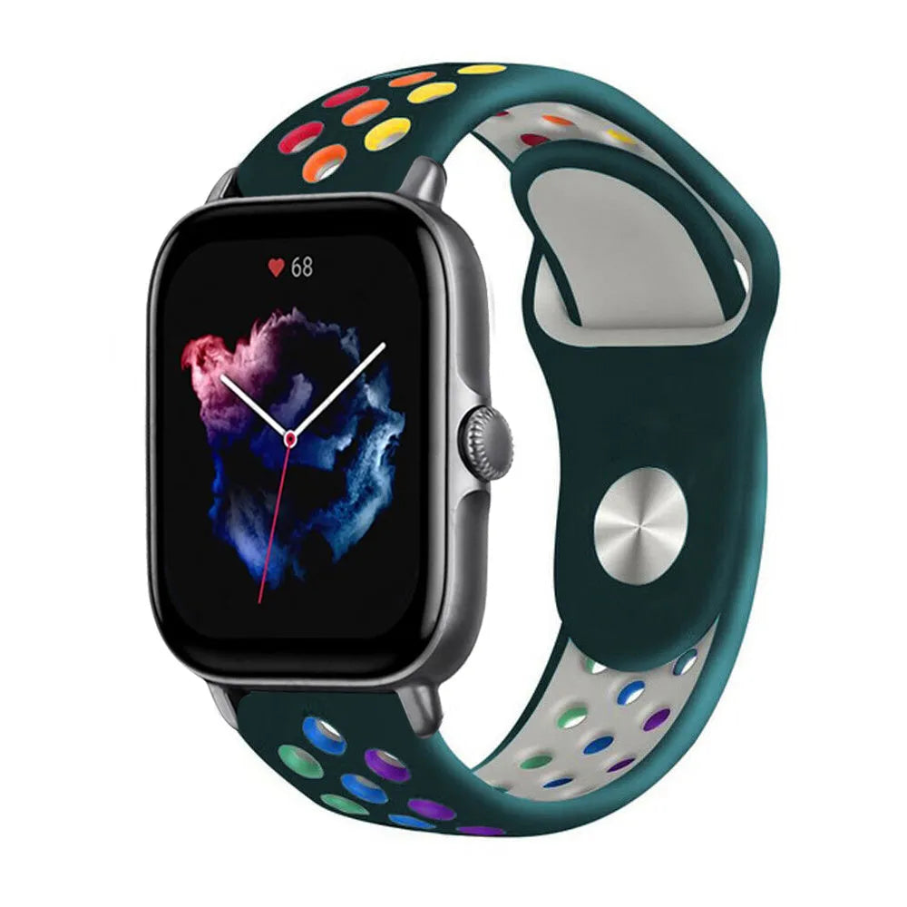 Silicone Sport Strap, on a watch, 3/4 front view