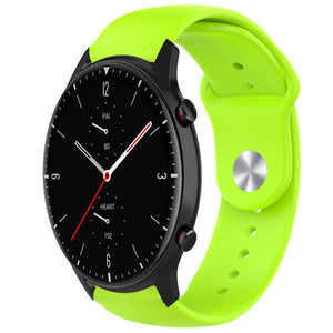 Silicone Sport Strap, light green, on a watch, 3/4 front view