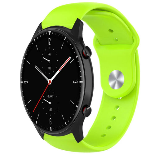 Silicone Sport Strap, light green, on a watch, 3/4 front view