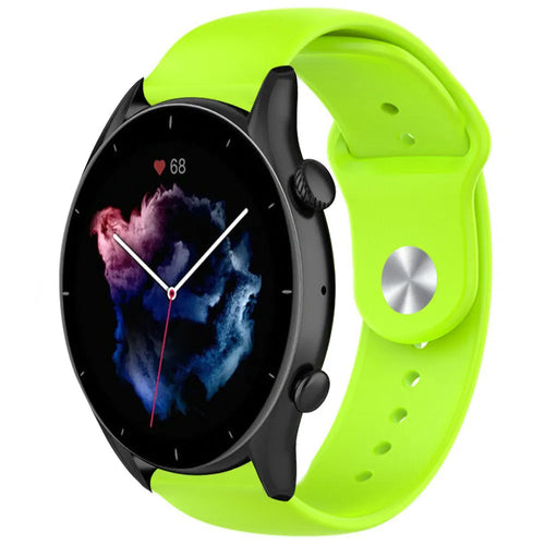Silicone Sport Strap, light green, on a watch, 3/4 front view