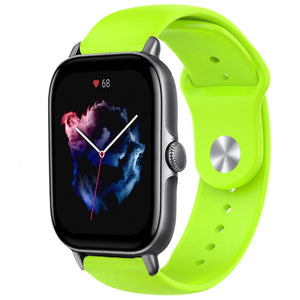 Silicone Sport Strap, light green, on a watch, 3/4 front view