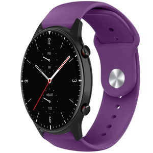 Silicone Sport Strap, purple, on a watch, 3/4 front view