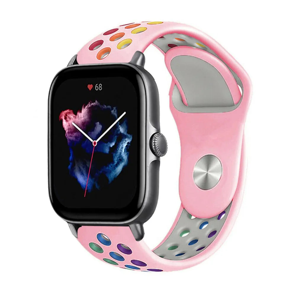 Silicone Sport Strap, on a watch, 3/4 front view