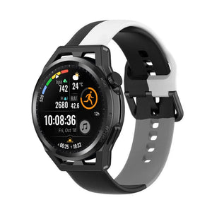 Silicone Triple Sport Strap, on a watch, 3/4 front view