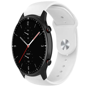 Silicone Sport Strap, white, on a watch, 3/4 front view