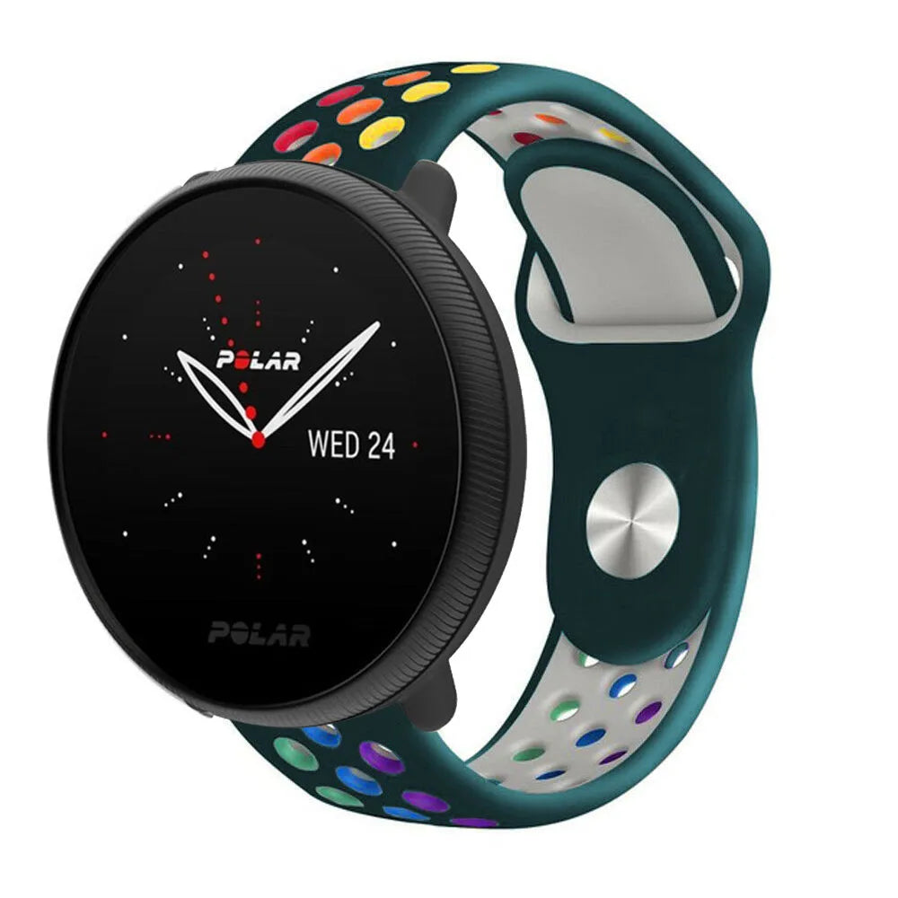Silicone Sport Strap, on a watch, 3/4 front view
