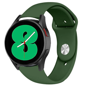 Silicone Sport Strap, army green, on a watch, 3/4 front view