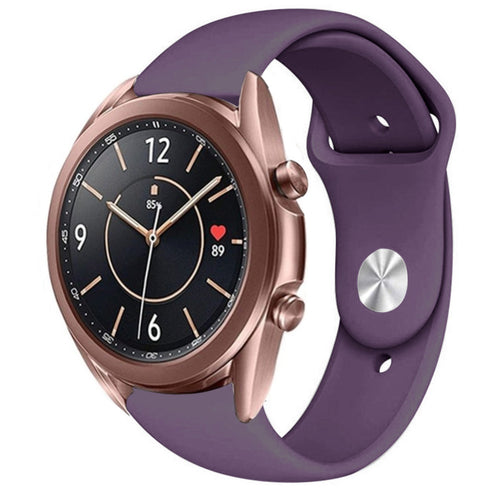 Silicone Sport Strap, purple, on a watch, 3/4 front view