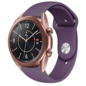 Silicone Sport Strap, purple, on a watch, 3/4 front view