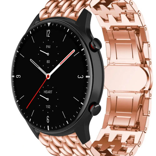 Steel Dragon Strap, rose gold, on a watch, 3/4 front view