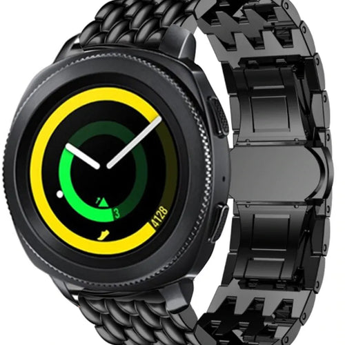 Steel Dragon Strap, black, on a watch, 3/4 front view