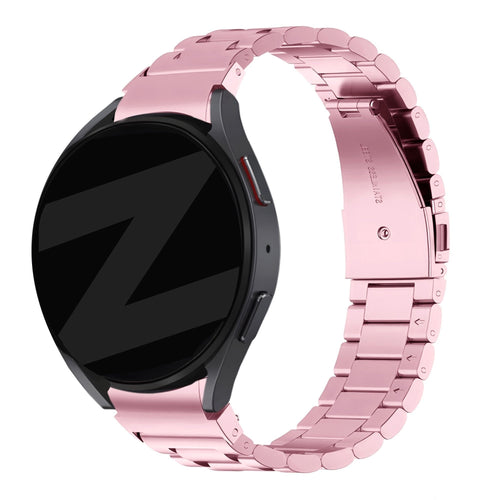 Steel Strap 'Classic', pink, on a watch, 3/4 front view