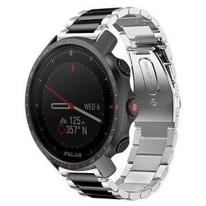Steel Strap, silver/black, on a watch, 3/4 front view