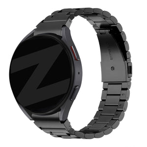 Steel Strap 'Classic', black, on a watch, 3/4 front view
