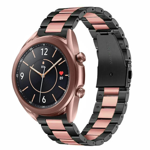 Steel Strap, black/pink, on a watch, 3/4 front view