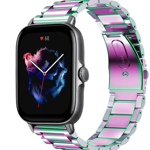 Steel Strap, pearlescent, on a watch, 3/4 front view