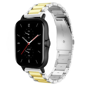 Steel Strap, silver/gold, on a watch, 3/4 front view