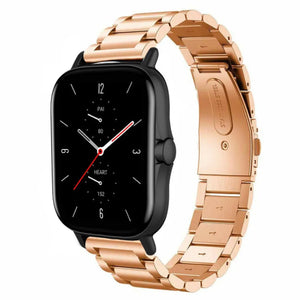 Steel Strap, rose gold, on a watch, 3/4 front view