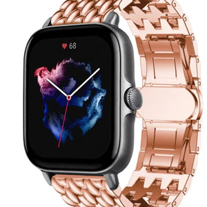 Steel Dragon Strap, rose gold, on a watch, 3/4 front view
