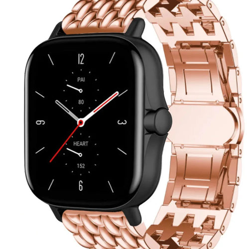 Steel Dragon Strap, rose gold, on a watch, 3/4 front view
