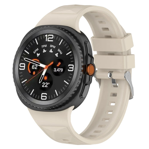 Diamond Silicone Strap, starlight, on a watch, 3/4 front view