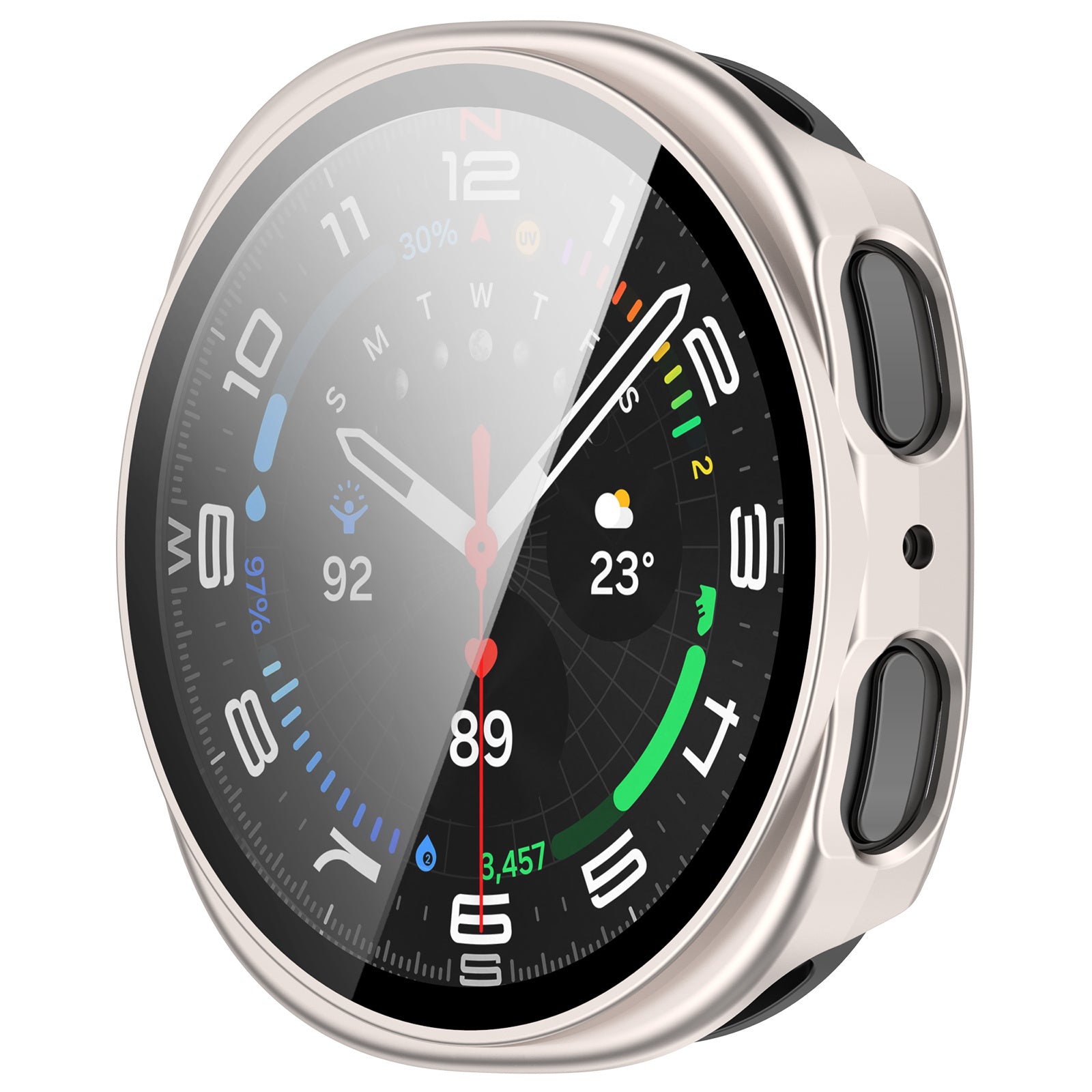 Samsung Galaxy Watch 8 - 40mm hard case met glas (sterrenlicht)