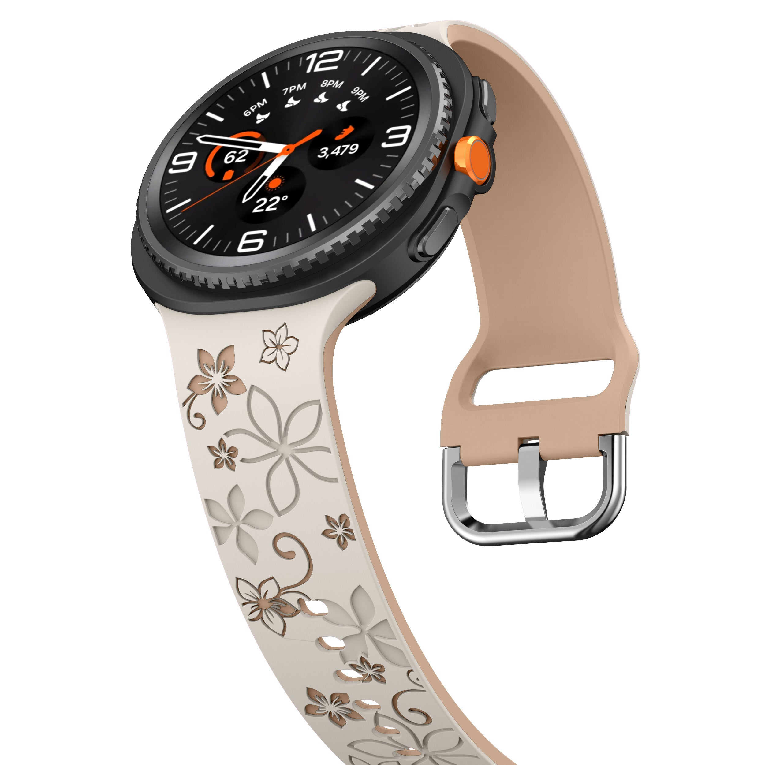 Samsung Galaxy Watch 8 Classic flower silicone band (sterrenlicht/beige)
