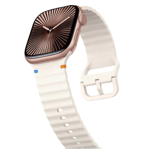Apple Watch Wave siliconen bandje (sterrenlicht)