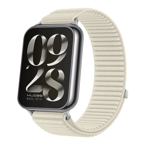 Wave Nylon Strap, starlight, on a watch, 3/4 front view
