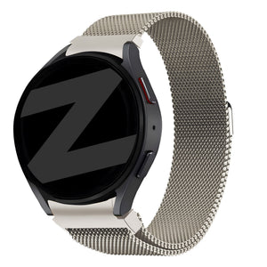 Milanese Loop Strap, starlight, on a watch, 3/4 front view