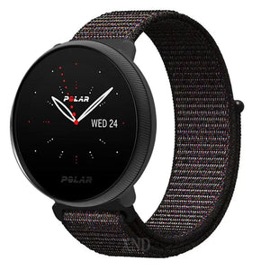 Nylon Strap, black, on a watch, 3/4 front view
