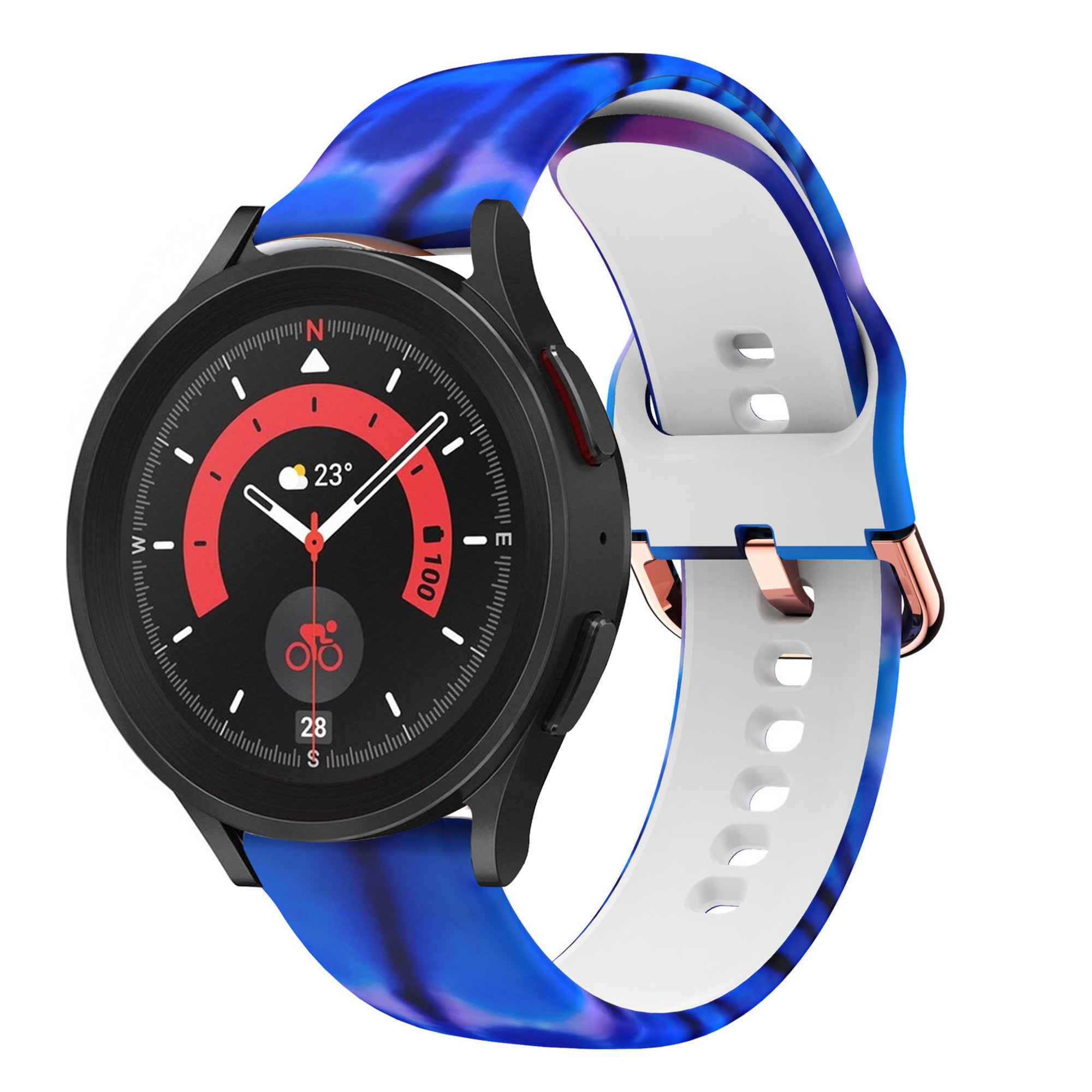 Print Silicone Strap, on a watch, 3/4 front view